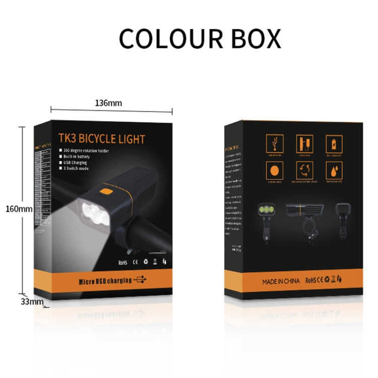 TK3 USB Charging Bicycle Light LED Flashlight (5 Hours, T6 + A02 Lamp)