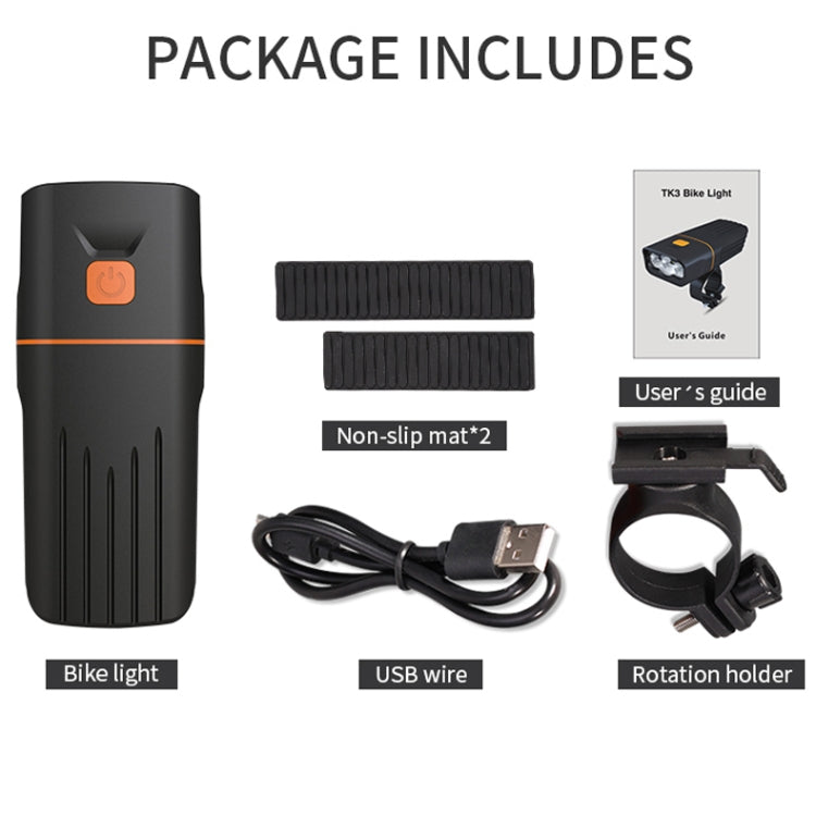 TK3 USB Charging Bicycle Light LED Flashlight (5 Hours, T6 + A02 Lamp)