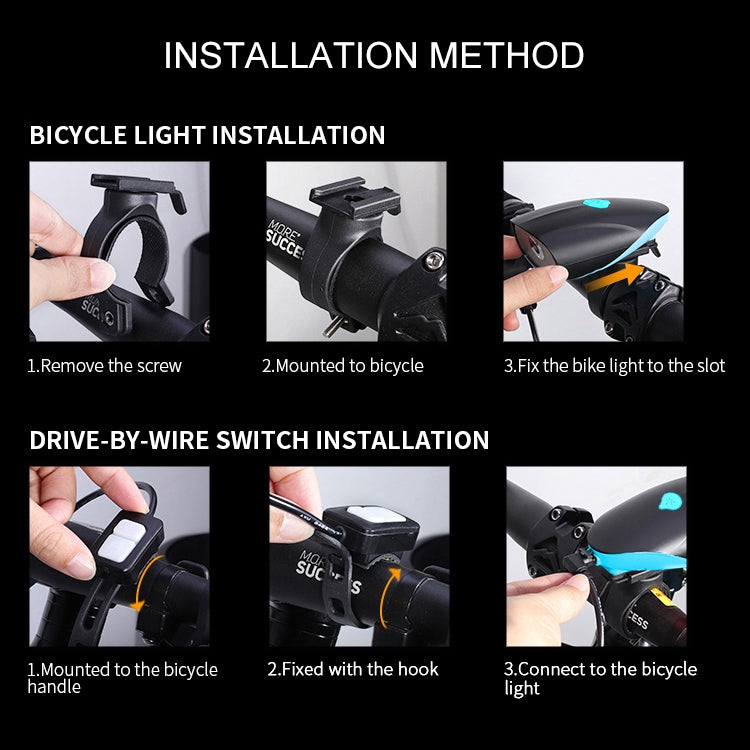 USB Charging Bike LED Riding Light, Charging 6 Hours with Horn