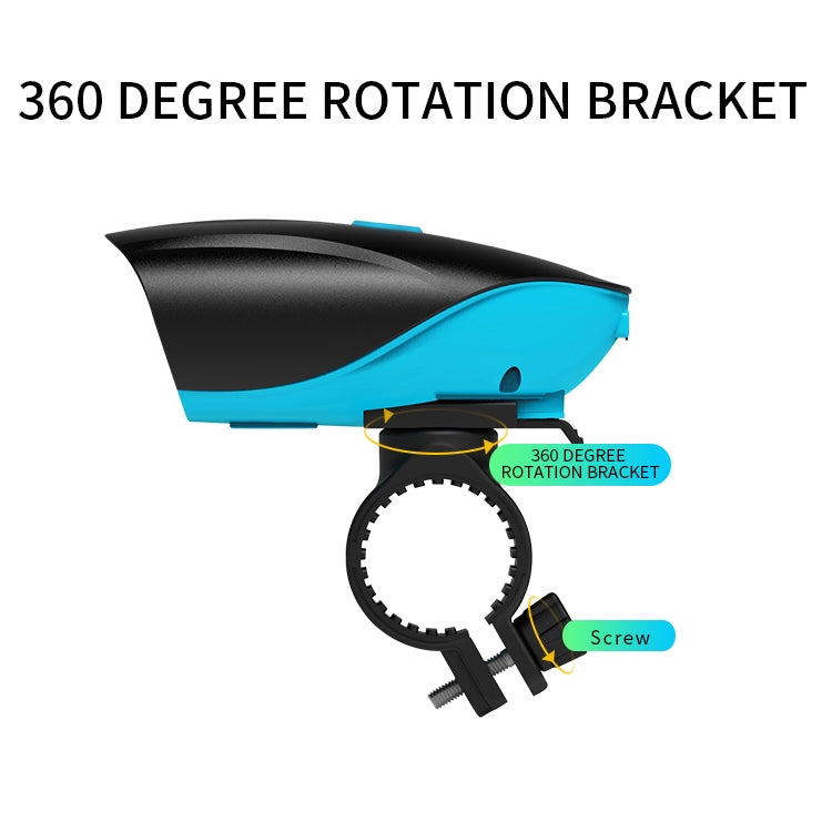 USB Charging Bike LED Riding Light, Charging 6 Hours with Horn