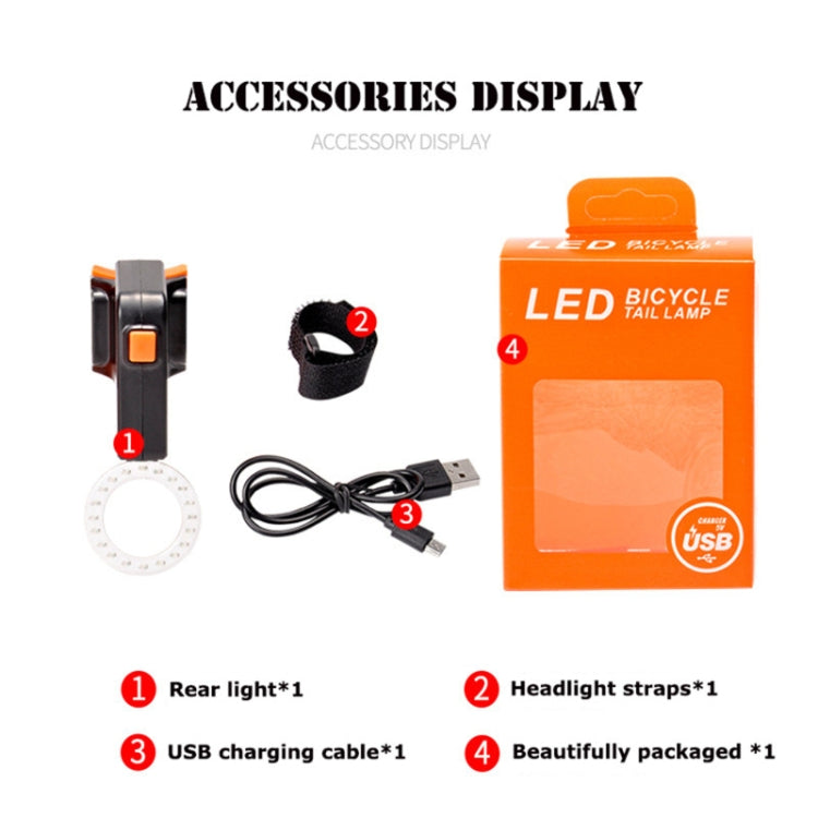 USB Charging Riding Light Rear Lamp Safety Warning Light (Heart Shape Style)