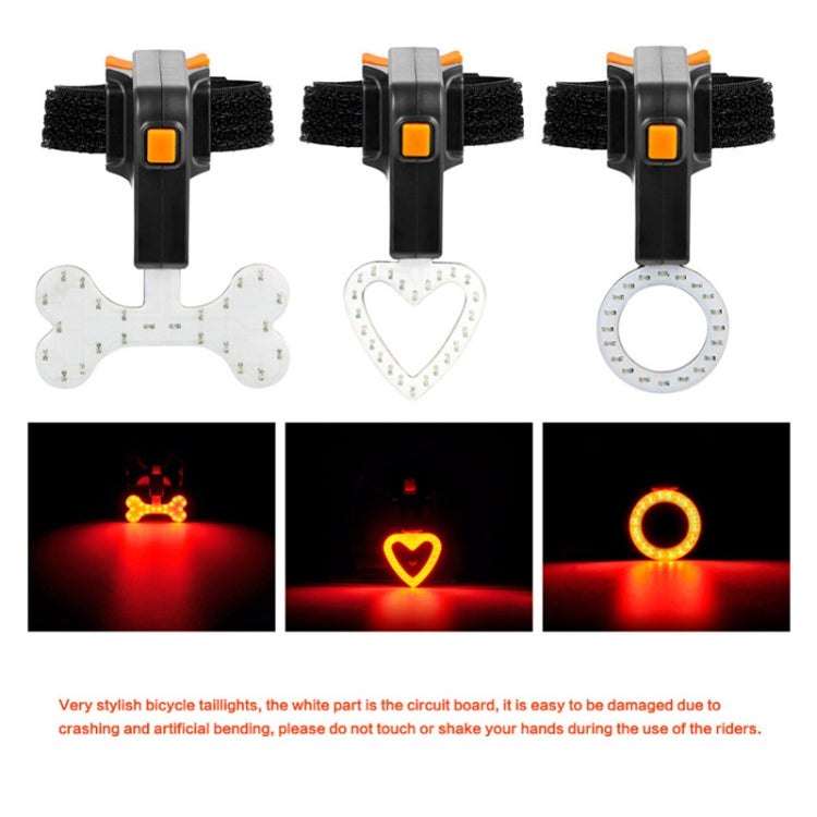 USB Charging Riding Light Rear Lamp Safety Warning Light (Heart Shape Style)