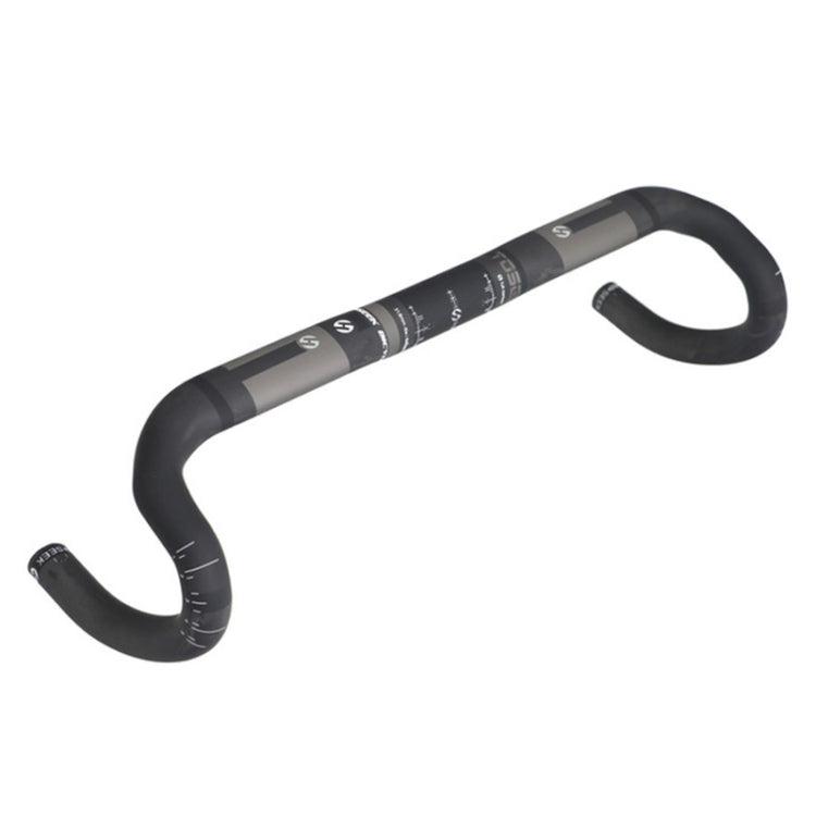 TOSEEK Full Carbon Fiber Road Bike Bent Handlebar Groove Outside Line Handle, Size: 400mm (UD Black)