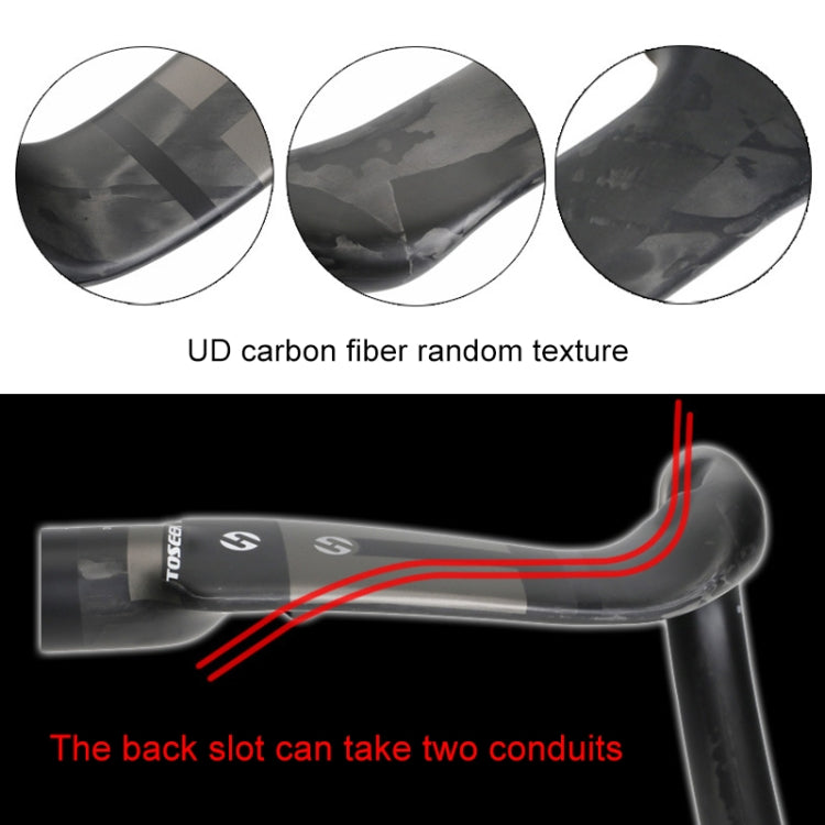 TOSEEK UD Carbon Fiber Texture Road Bike Handlebar, Size: 420mm (UD Matte)