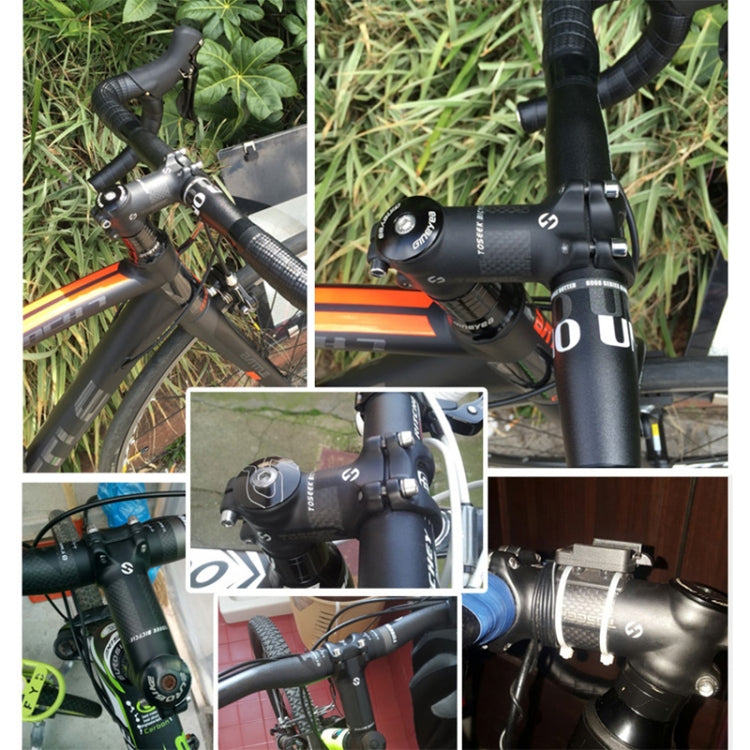 TOSEEK All Carbon Fiber 3KUD Texture Road Mountain Bike Ultra-light Handlebar Stem Riser Faucet, Size: 6 Degree, 90mm (Matte)