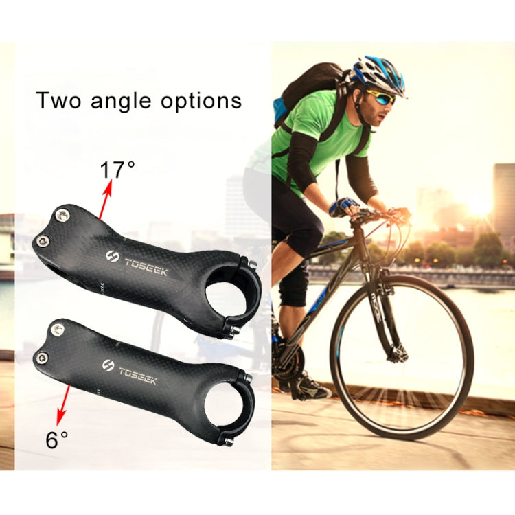 TOSEEK All Carbon Fiber 3KUD Texture Road Mountain Bike Ultra-light Handlebar Stem Riser Faucet, Size: 6 Degree, 120mm (Matte)