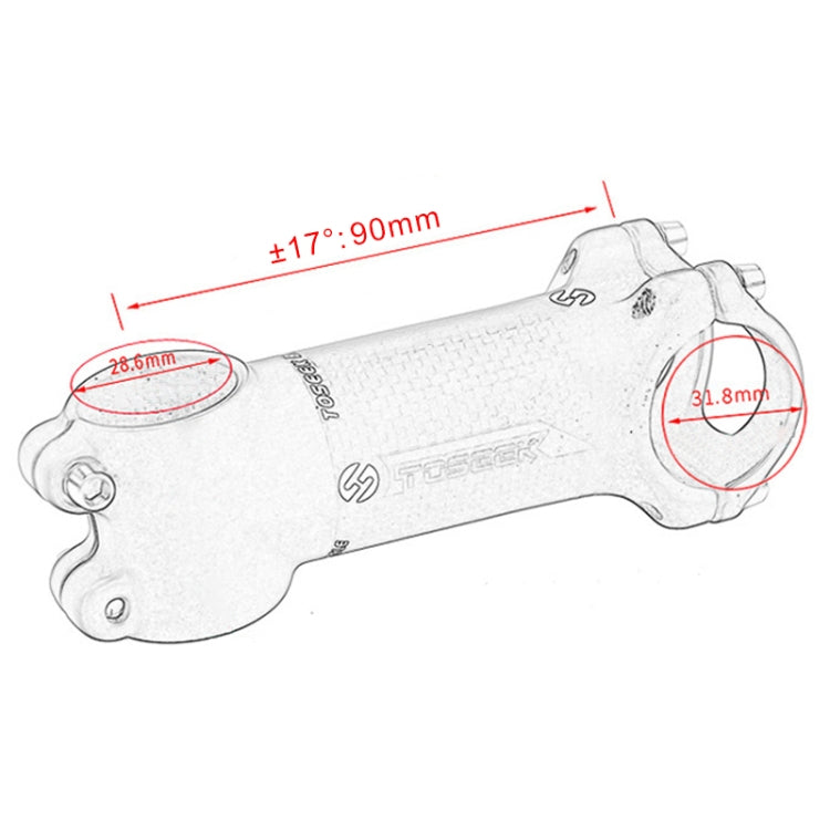 TOSEEK All Carbon Fiber 3KUD Texture Road Mountain Bike Ultra-light Handlebar Stem Riser Faucet, Size: 17 Degree, 90mm (Matte)