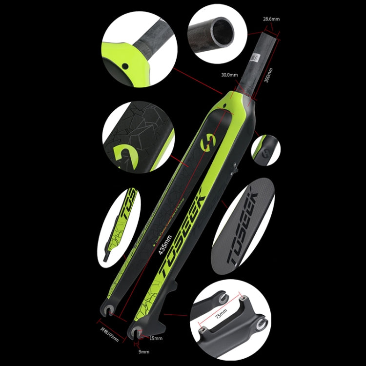 TOSEEK Ultra Light 29 Inch 435mm Mountain Bike Full Carbon Front Fork Straight Head Tube Disc Brake