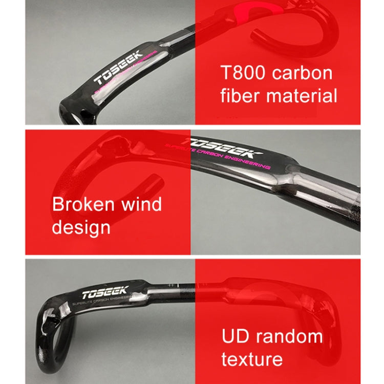 TOSEEK 3T Carbon Fiber Inside Line Bending Handle Road Bike Handlebar, Size: 440mm