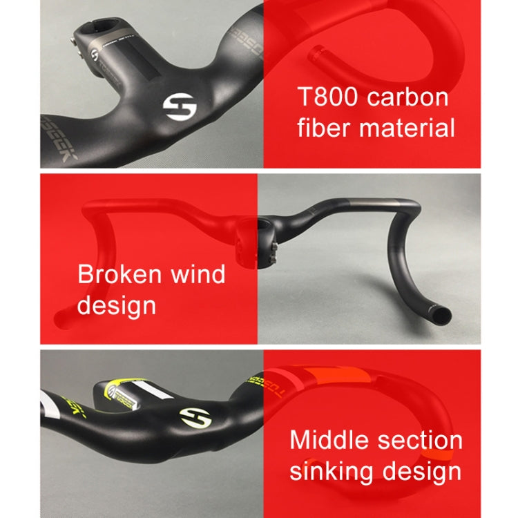 TOSEEK UD Carbon Fiber Ultralight Road Bike Handlebar, Size: 400x90mm