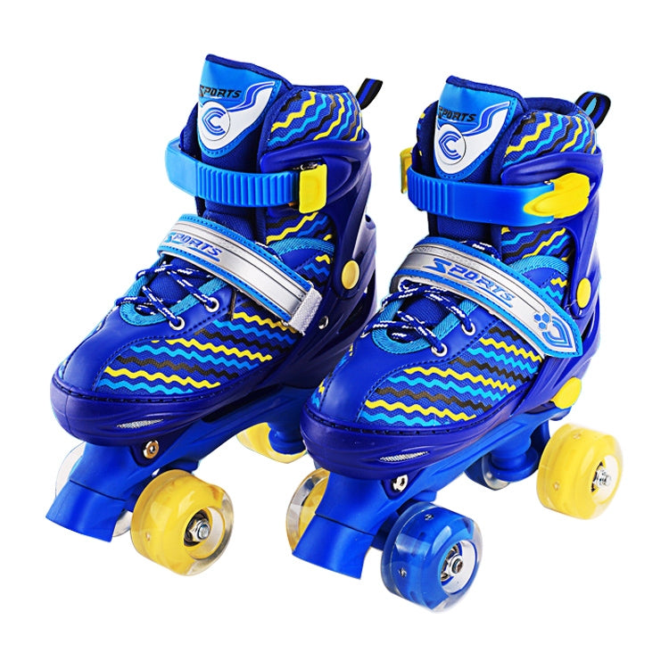 Children Full-flash White Double-row Roller Skates Skating Shoes, Double Row Wheel, Size : S