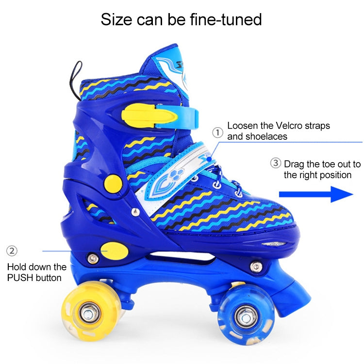 Children Full-flash White Roller Skates Skating Shoes, Straight Row Wheel, Size : L