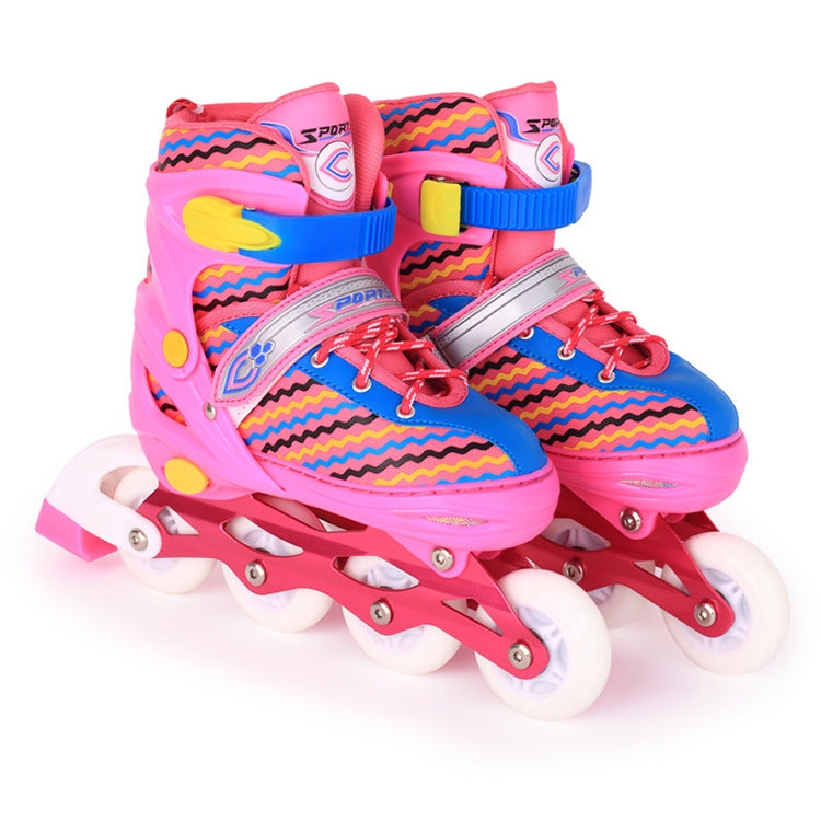 Children Full-flash White Roller Skates Skating Shoes, Straight Row Wheel, Size : M