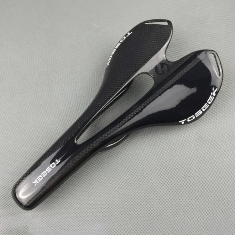 TOSEEK Road Bike Carbon Fiber Seat Bicycle Hollow Seat Saddle, 3K Texture + Light