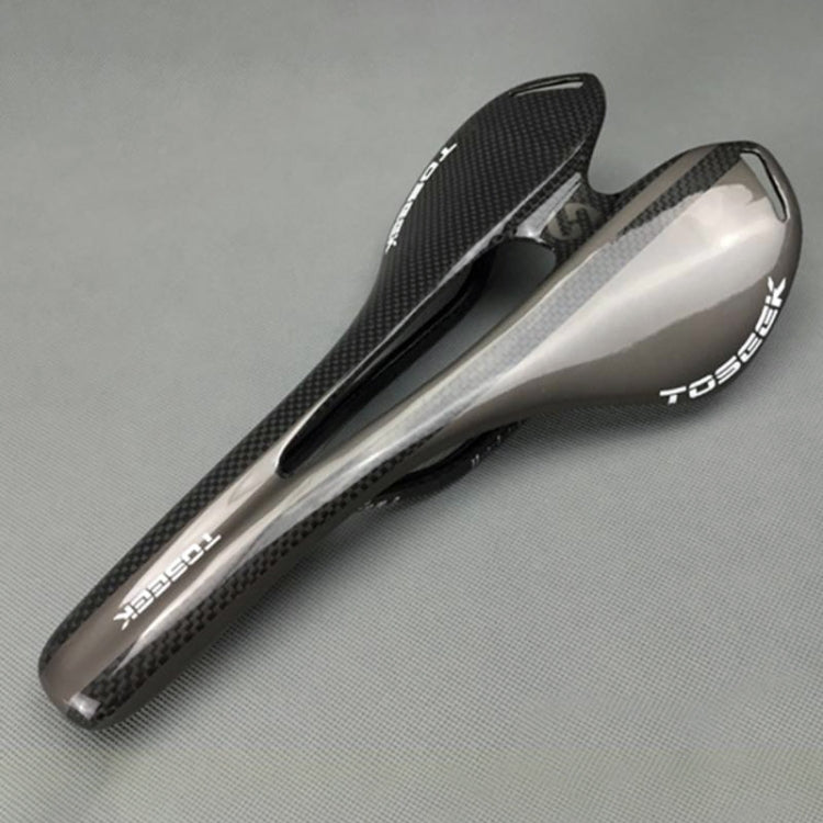 TOSEEK Road Bike Carbon Fiber Seat Bicycle Hollow Seat Saddle, 3K Texture + Light