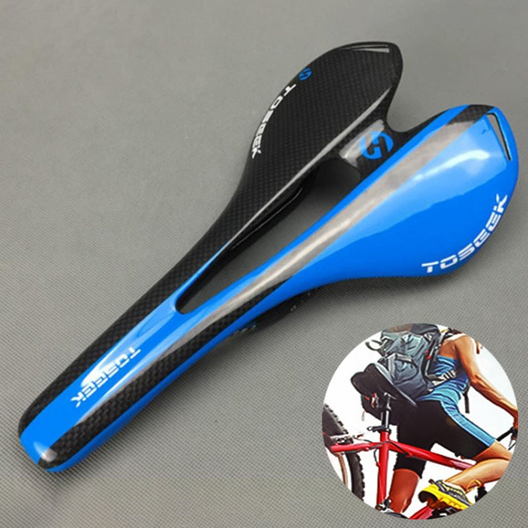 TOSEEK Road Bike Carbon Fiber Seat Bicycle Hollow Seat Saddle, 3K Texture + Light