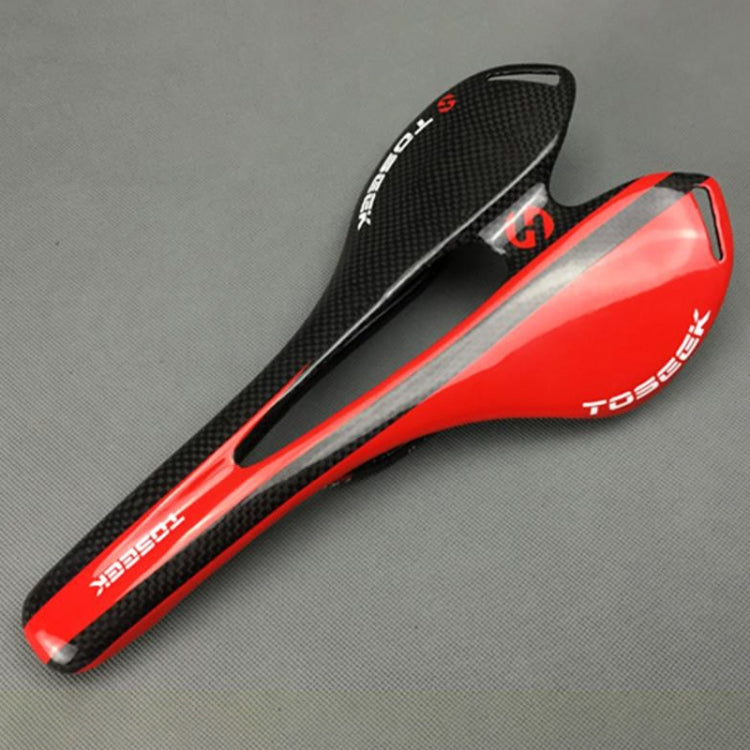 TOSEEK Road Bike Carbon Fiber Seat Bicycle Hollow Seat Saddle, 3K Texture + Light