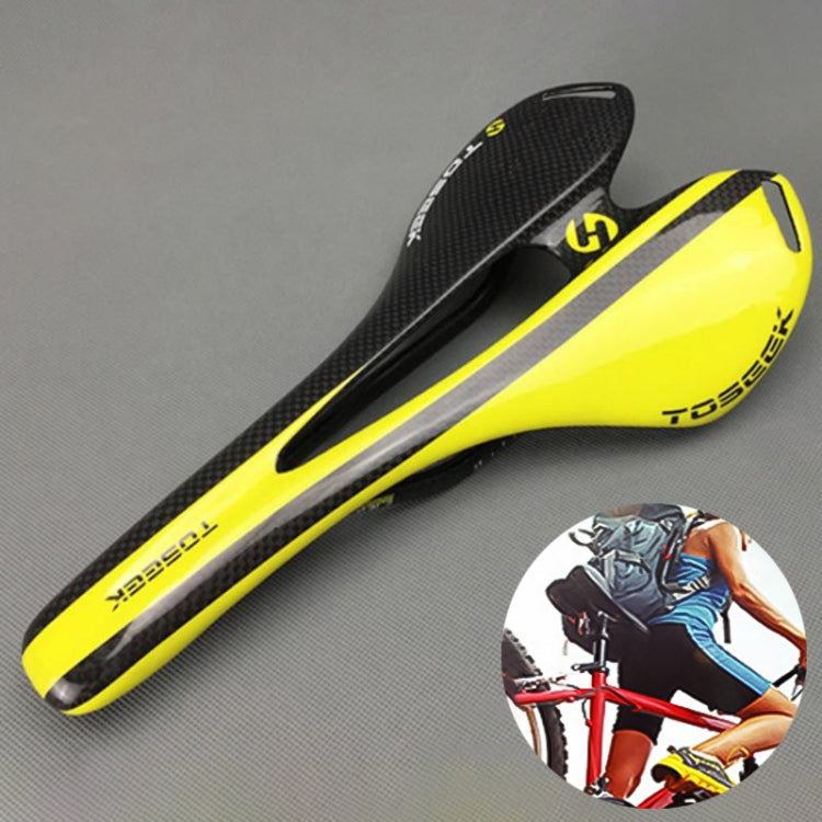 TOSEEK Road Bike Carbon Fiber Seat Bicycle Hollow Seat Saddle, 3K Texture + Light