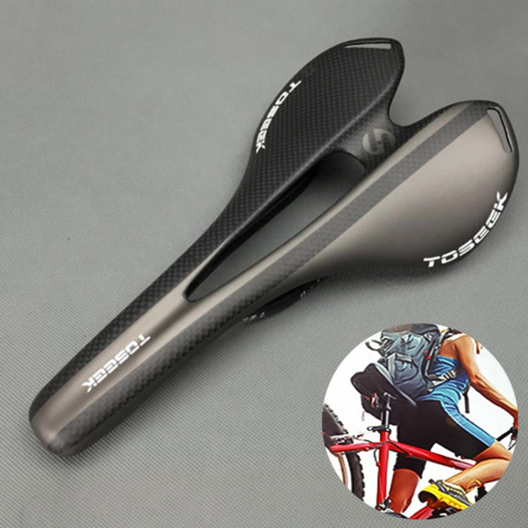TOSEEK Road Bike Carbon Fiber Seat Bicycle Hollow Seat Saddle, 3K Texture + Extinction