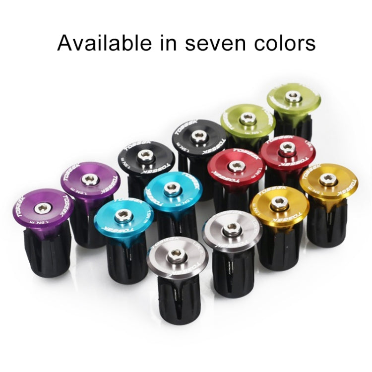 TOSEEK 1 Pair Mountain Bike Handlebar Grips Caps End Plug Aluminum Alloy Bicycle  Bar Ends Plug