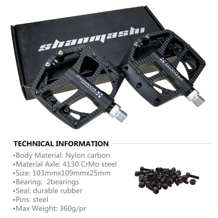 SHANMASHI NP-1 1Pair Nylon Carbon Fiber Pedal Non-slip Comfortable Foot Pedal