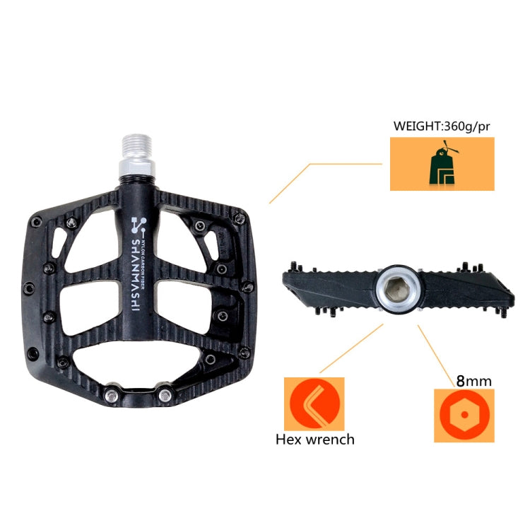 SHANMASHI NP-1 1Pair Nylon Carbon Fiber Pedal Non-slip Comfortable Foot Pedal