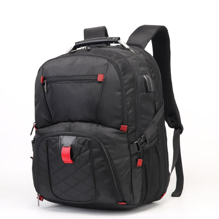 S27 Multi-Function Large Capacity Travel Casual Backpack Laptop Computer Bag with Built-in USB Charging Interface, Size: 36x20x49cm (Black)