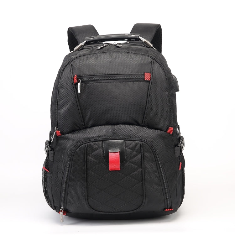 S27 Multi-Function Large Capacity Travel Casual Backpack Laptop Computer Bag with Built-in USB Charging Interface, Size: 36x20x49cm (Black)