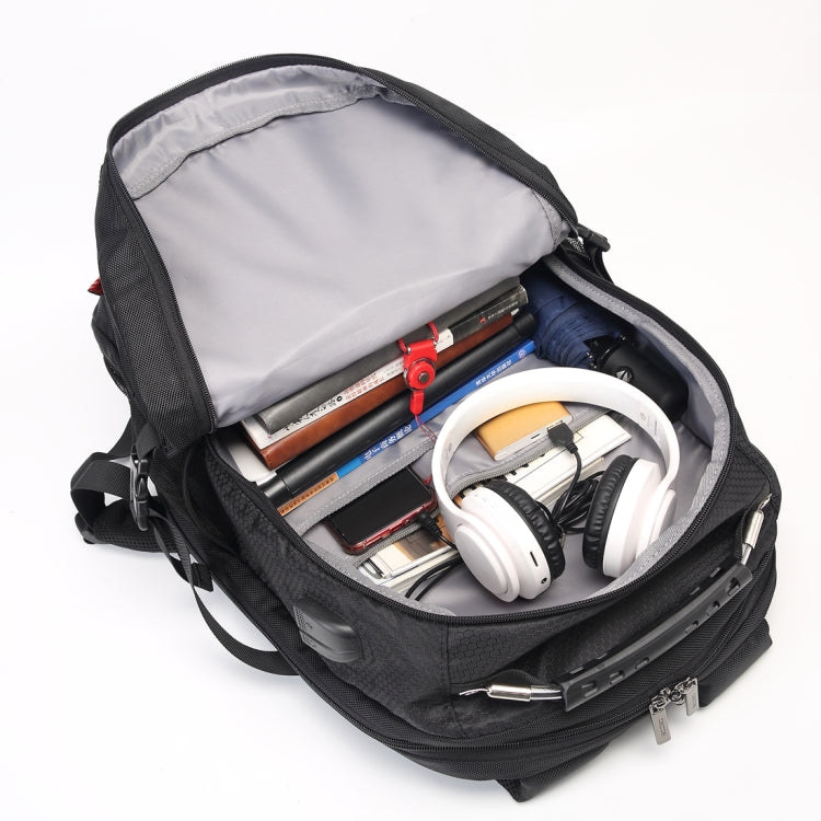 S27 Multi-Function Large Capacity Travel Casual Backpack Laptop Computer Bag with Built-in USB Charging Interface, Size: 36x20x49cm (Black)