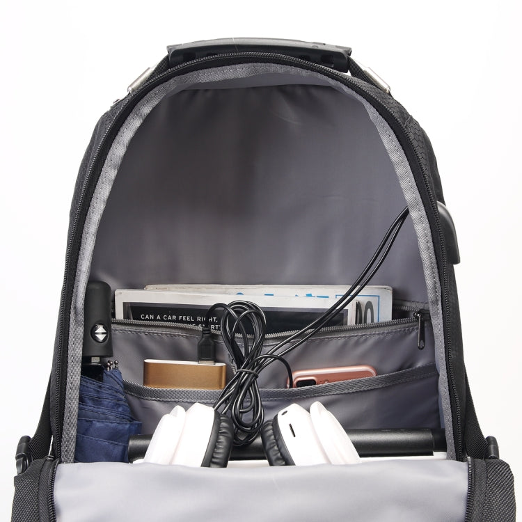 S27 Multi-Function Large Capacity Travel Casual Backpack Laptop Computer Bag with Built-in USB Charging Interface, Size: 36x20x49cm (Black)