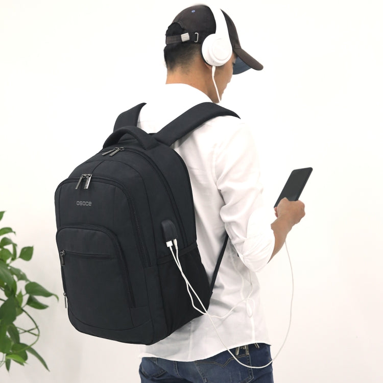 S28 Multi-Function Large Capacity Travel Casual Backpack Laptop Computer Bag with External USB Charging Interface, Size: 40x20x50cm (Black)