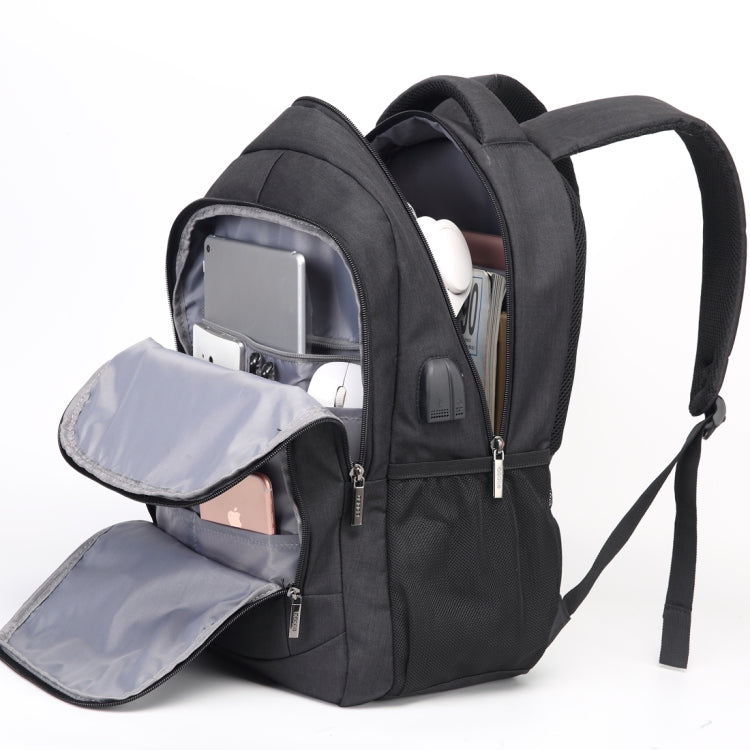 S28 Multi-Function Large Capacity Travel Casual Backpack Laptop Computer Bag with External USB Charging Interface, Size: 40x20x50cm (Black)