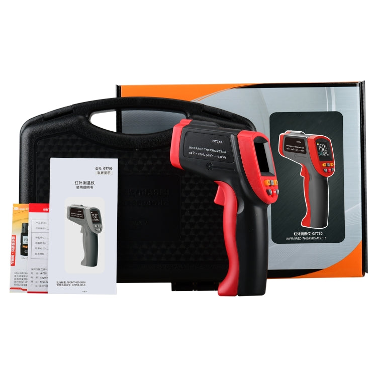 GT750 Portable Digital Laser Point Infrared Thermometer, Temperature Range: -50-750 Celsius Degree without Battery(Red)