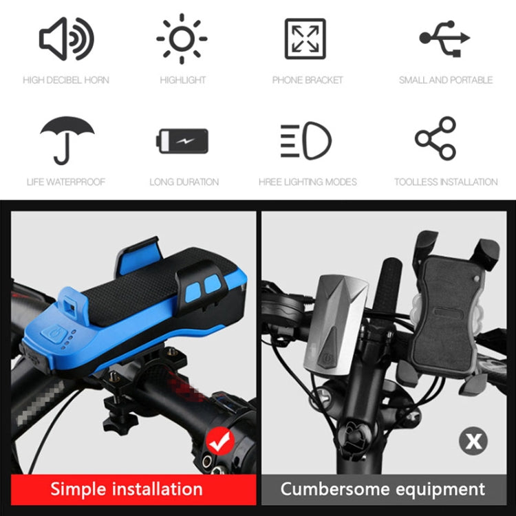 Multifunction 4  in 1 Phone Holder Bicycle Bell Power Bank  Cycling Lamp Flashlight