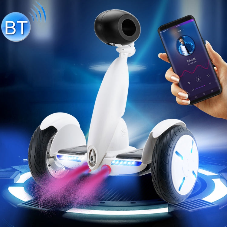 36V 3.6Ah 10 inch Two-wheeled Scooter Children Adult Bluetooth Smart Electric Balance Car with Pole & LED Power Display & Colorful Flash Wheel & Flame Shape Spray