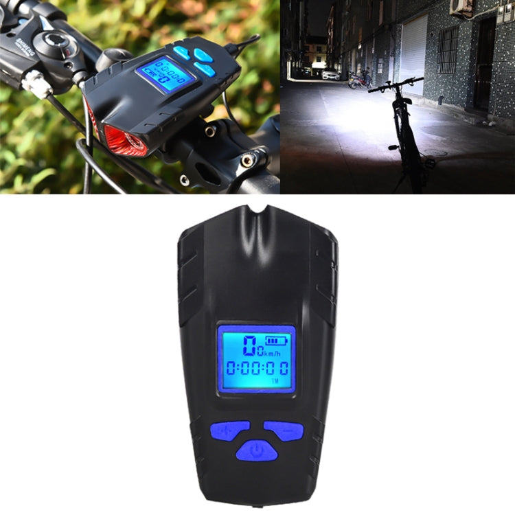 Waterproof Bicycle Light with Horn + Speed Meter LCD Screen