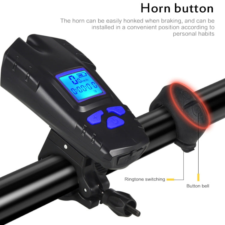 Waterproof Bicycle Light with Horn + Speed Meter LCD Screen