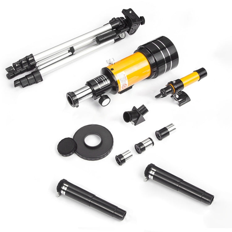 High-definition Stargazing Refracting Astronomical Telescope with Mobile Phone Holder(Black Yellow)