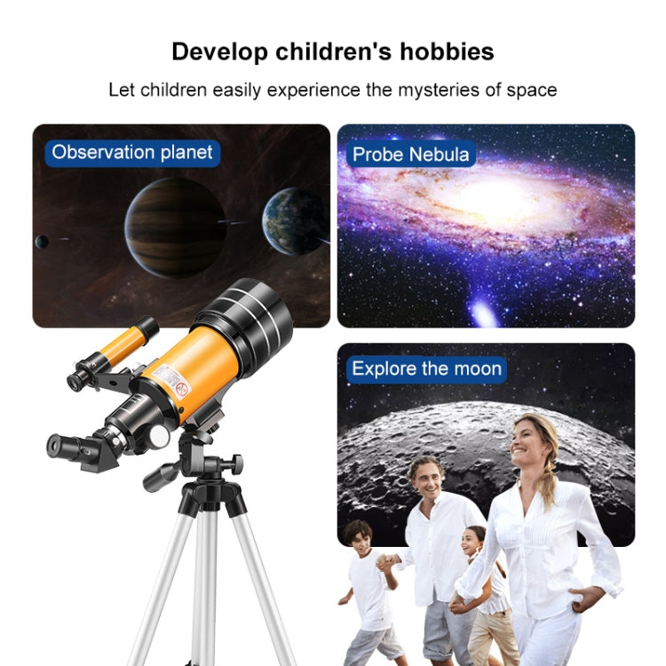 High-definition Stargazing Refracting Astronomical Telescope with Mobile Phone Holder(Black Yellow)