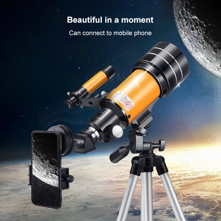 High-definition Stargazing Refracting Astronomical Telescope with Mobile Phone Holder(Black Yellow)