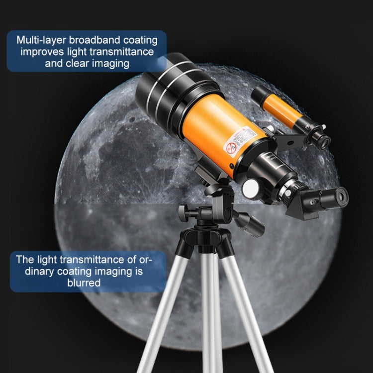 High-definition Stargazing Refracting Astronomical Telescope with Mobile Phone Holder(Black Yellow)