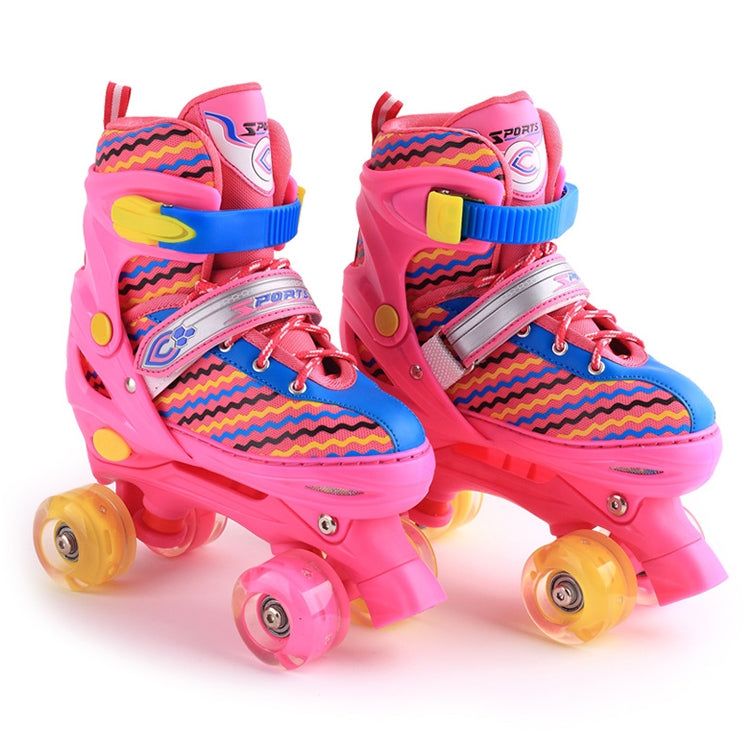 Children Full-flash White Double-row Roller Skates Skating Shoes, Double Row Wheel, Size : L