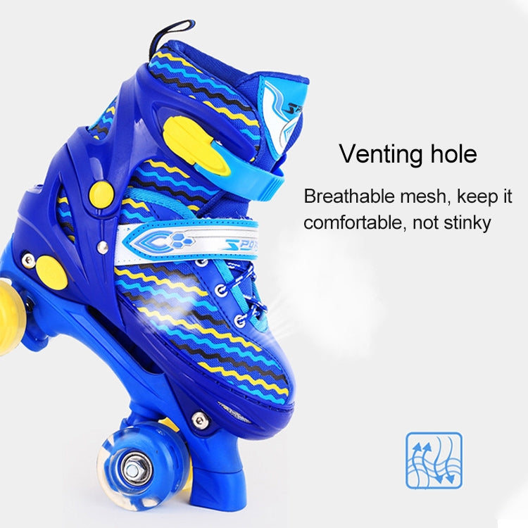 Children Full-flash White Double-row Roller Skates Skating Shoes, Double Row Wheel, Size : L