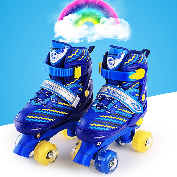 Children Full-flash White Double-row Roller Skates Skating Shoes, Double Row Wheel, Size : L