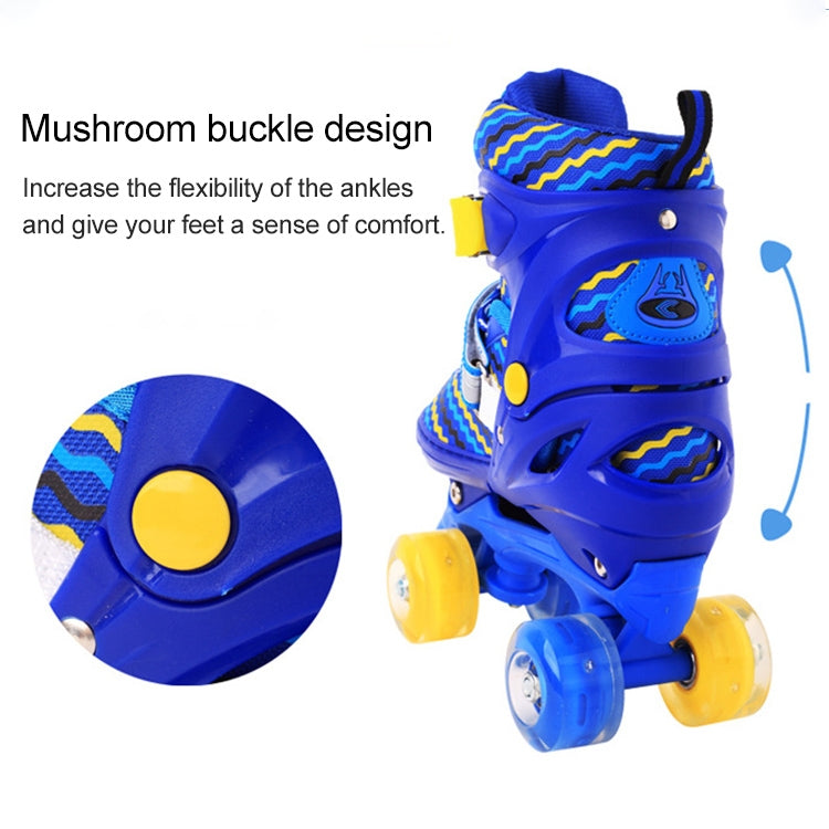 Children Full-flash White Double-row Roller Skates Skating Shoes, Straight Row+Double Row Wheel, Size : L