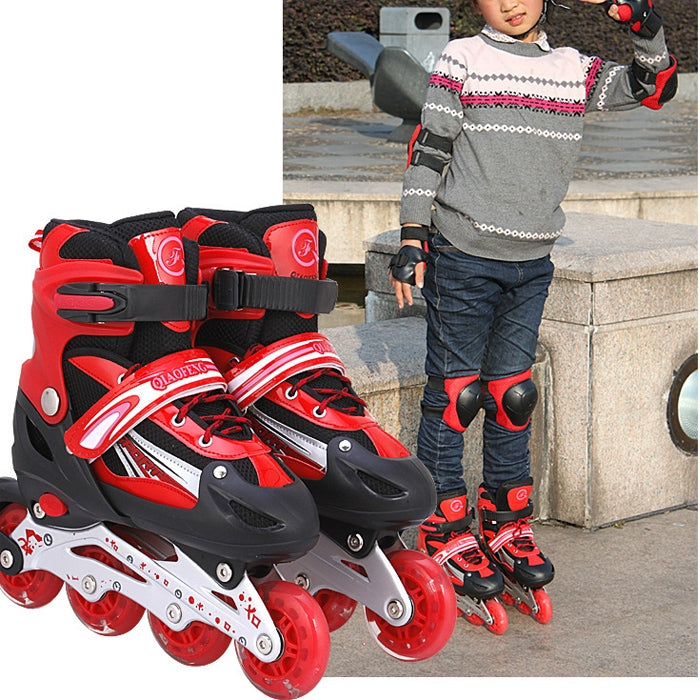 Children Adult Flash Straight Row Roller Skates Skating Shoes Suit, Size : L
