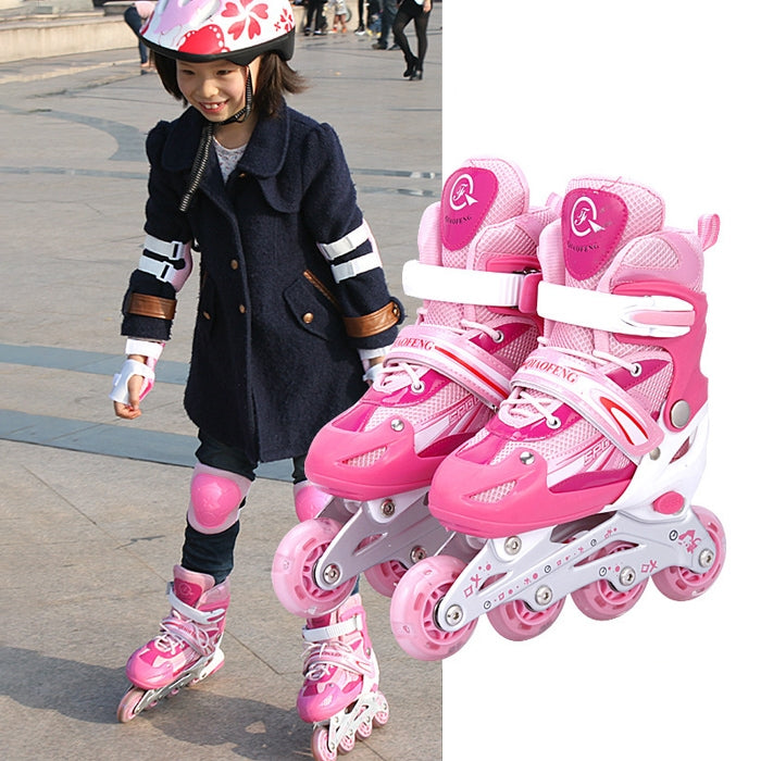 Children Adult Flash Straight Row Roller Skates Skating Shoes Suit, Size : M
