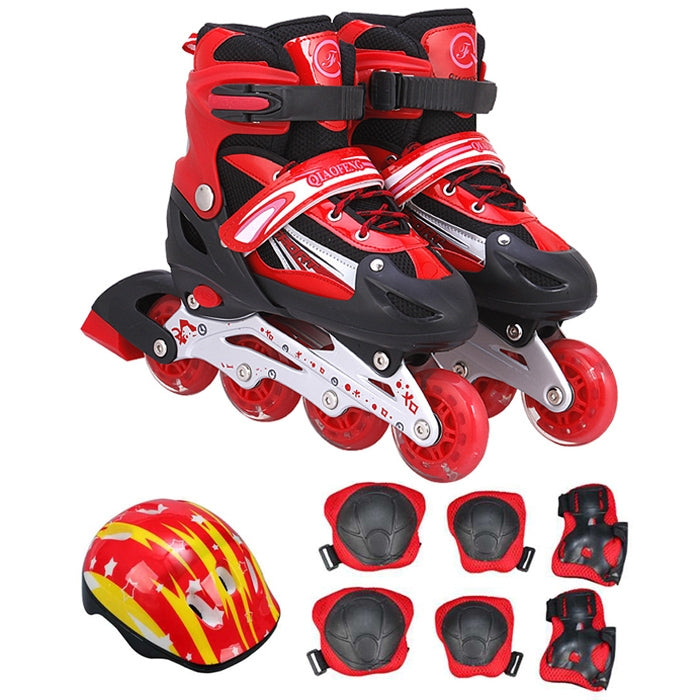 Children Adult Flash Straight Row Roller Skates Skating Shoes Suit, Size : S