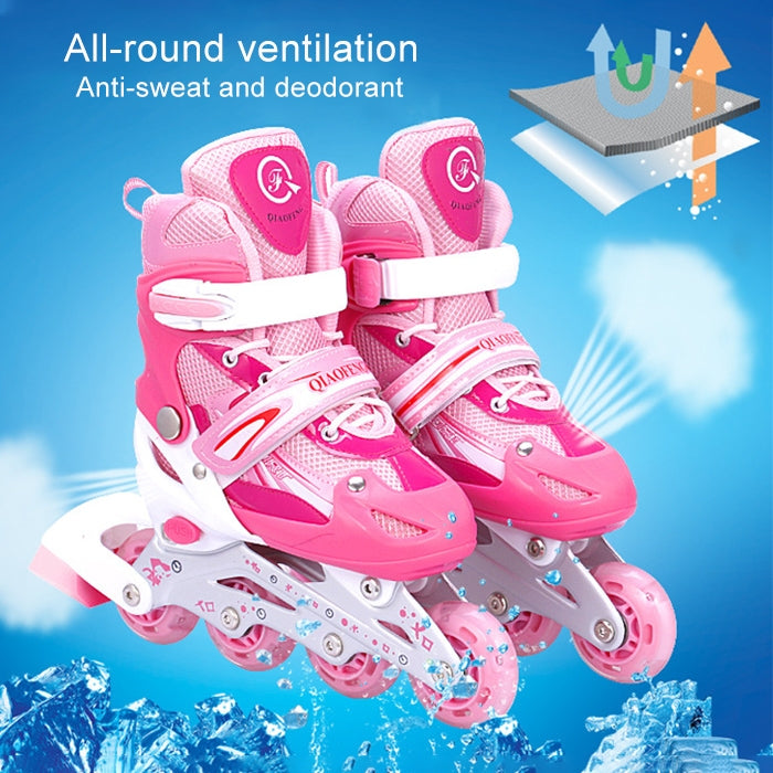 Children Adult Flash Straight Row Roller Skates Skating Shoes Suit, Size : S