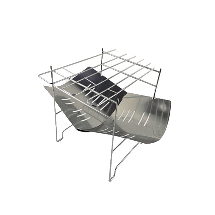 Outdoor Camp Portable Folding Stainless Steel Barbecue Charcoal Grill (Silver)